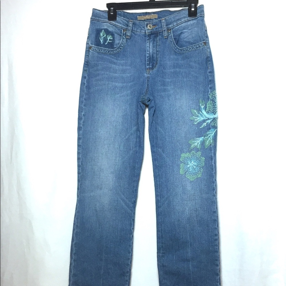 Z Cavaricci Jeans Hand Crafted Beaded Floral